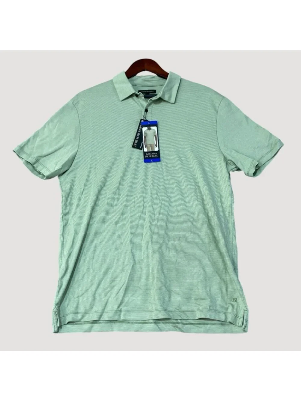 NWT Banana Republic Men's L Luxe Touch Polo Shirt Green Striped